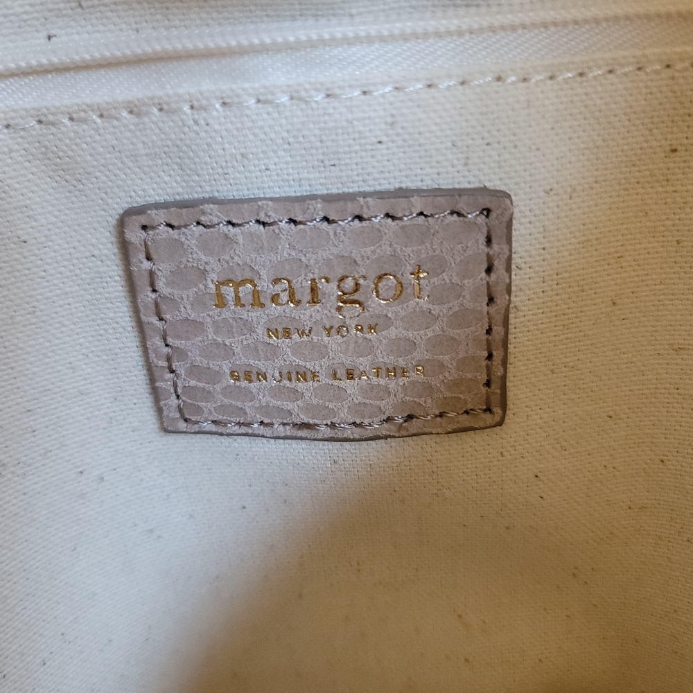 Margot Leah Large Taupe Leather Snakeskin Texture Hobo Bag - Picture 7 of 9